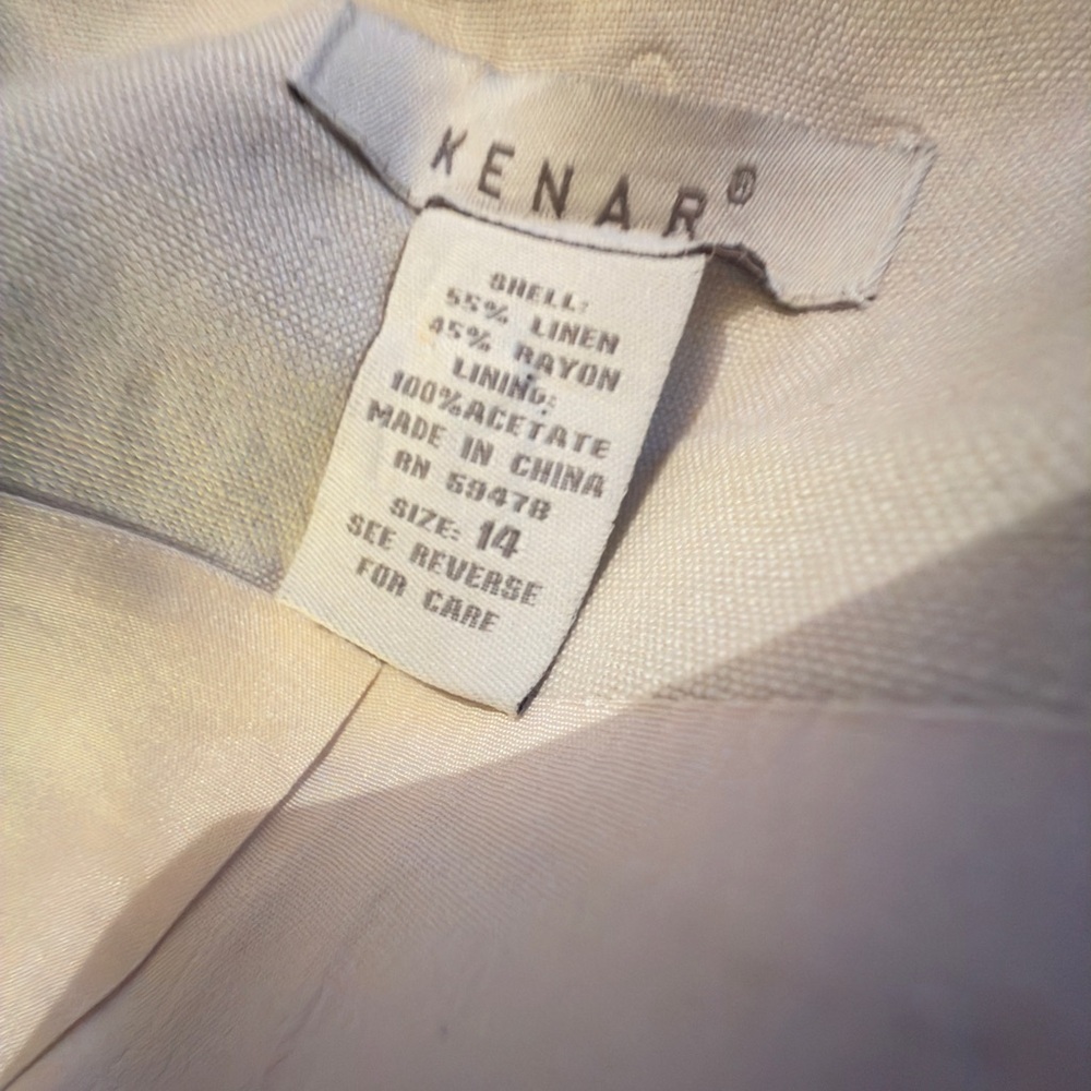 KENAR linen blend duster jacket excellent conditioner size 14. Long sleeve - Picture 4 of 16